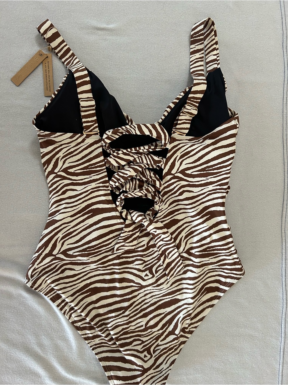 Women’s Brown Zebra-Print One-Piece Swimsuit - Picture 4 of 7